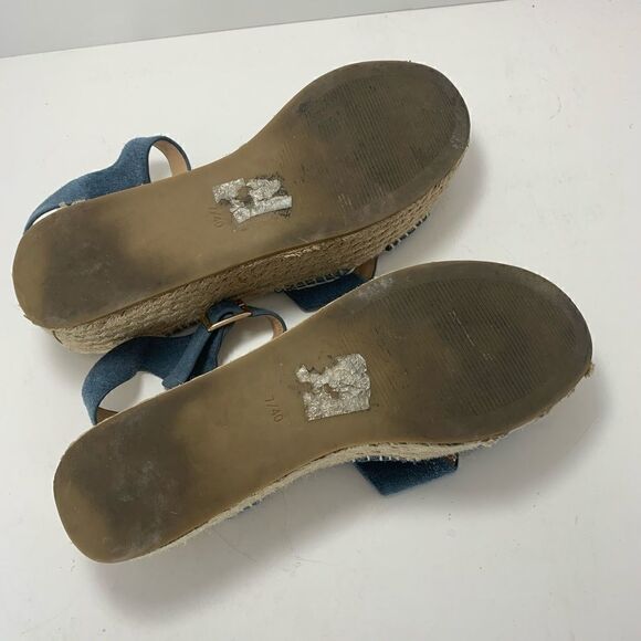 TOPSHOP Wolf Espadrille Platform Sandal Blue Suede size 9.5 - Picture 9 of 11
